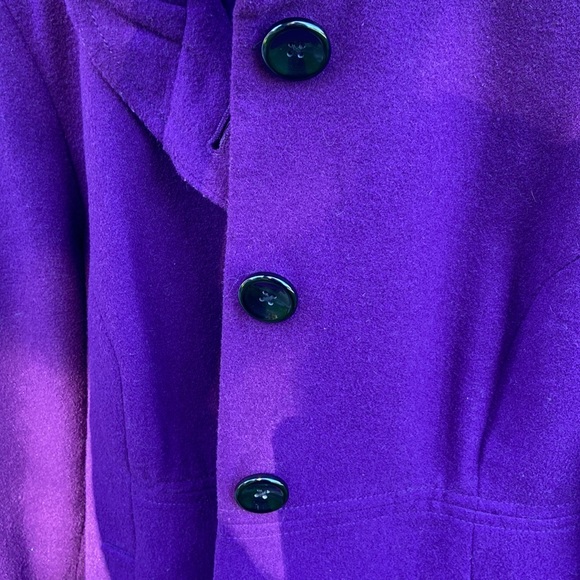 Old Navy Purple Ruffled Collar Wool Blend Peacoat Women's Size L - Picture 7 of 10